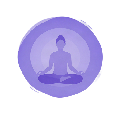 A figure seated cross-legged in meditation, encircled by soft rings of calm